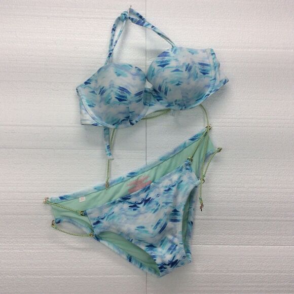 Victoria's Secret The Knockout 2 Pc Bikini Tie Dye Beach Top Size 34D Bottom Lg - Picture 6 of 12